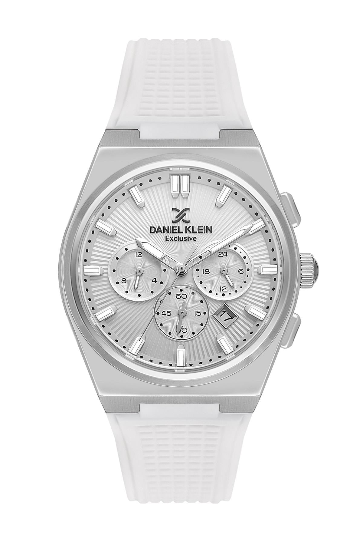 Daniel Klein Exclusıve Beyaz Renk Silikon Kordon  Fonksiyonlu Spor Erkek Kol Saati DK.1.13886-2