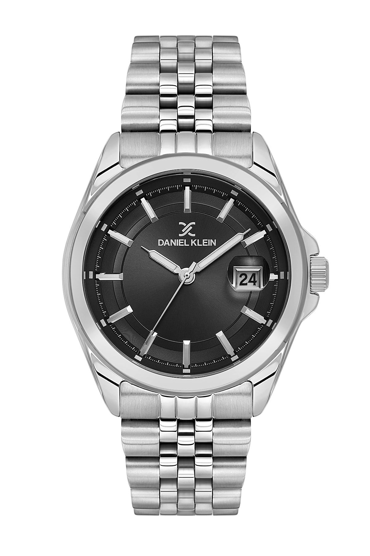 Daniel Klein Metal Gümüş Kasa Kordon Takvimli Siyah Kadran Klasik Erkek Kol Saati DK.6.14205-2