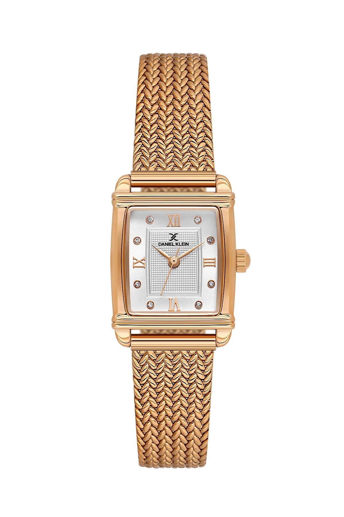 Daniel Klein Premıum Rose Gold Renk Hasır Kordon Kare Kasa Kadın Kol Saati DKE.1.10970-5