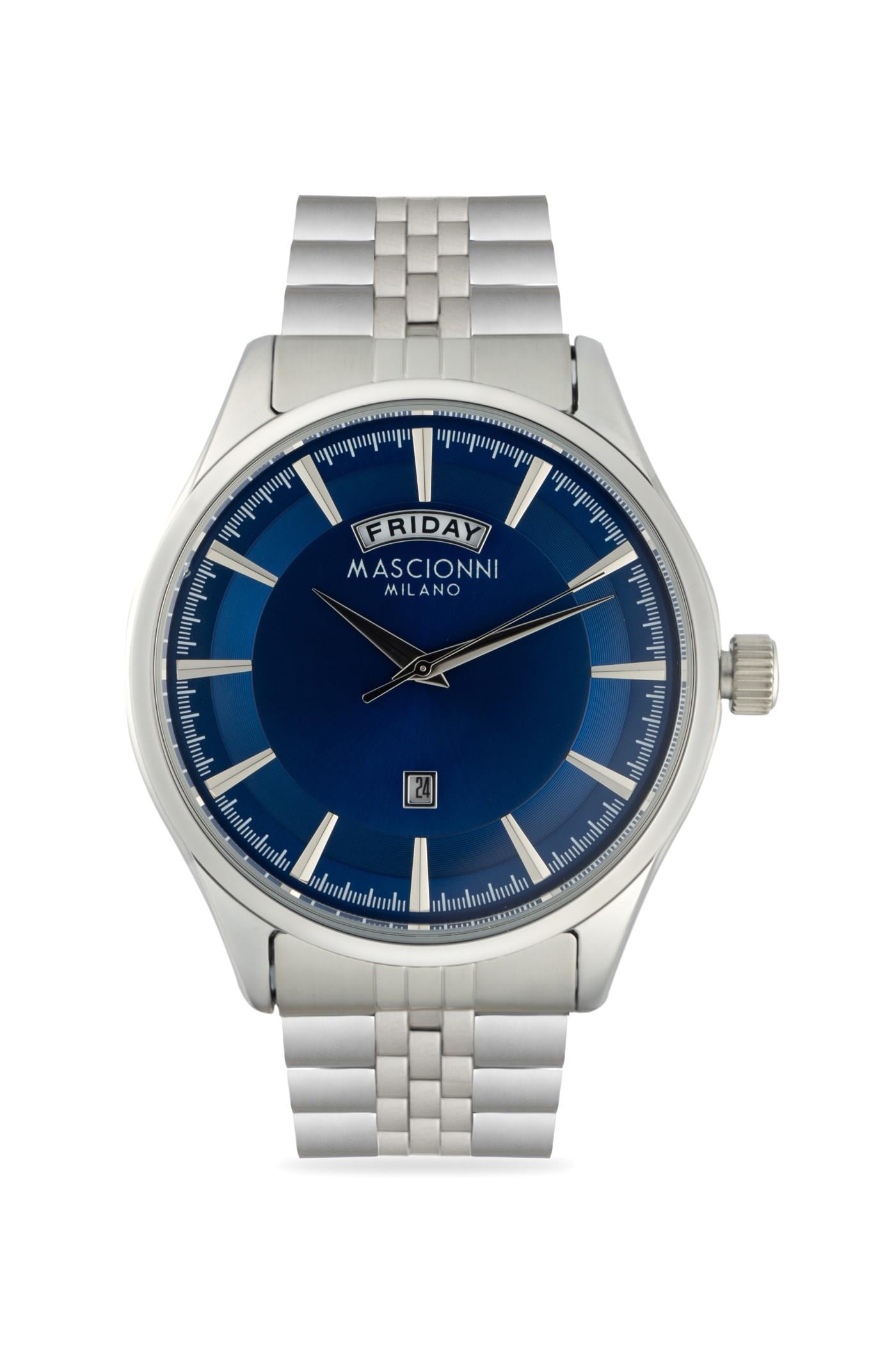 Mascionni Lacivert Kadran Çift Takvimli Klasik Erkek Kol Saati M.1.2390-03