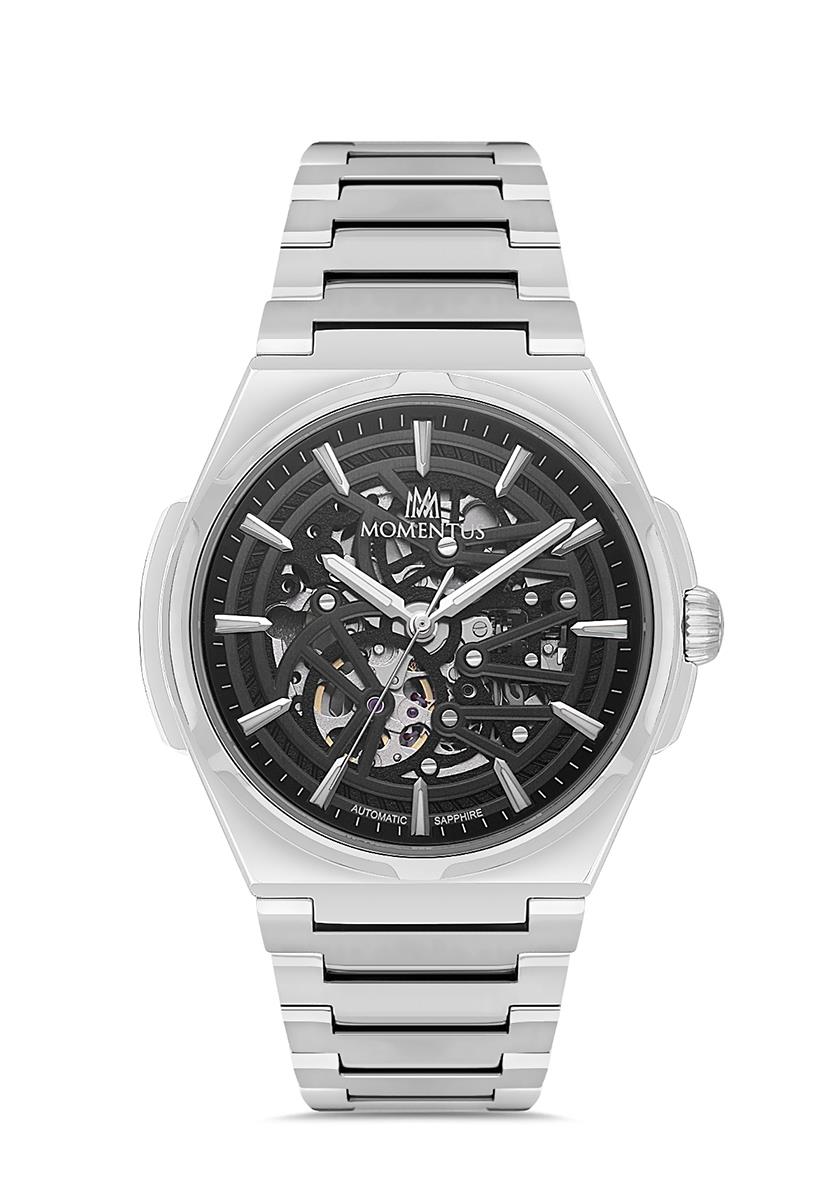 Momentus Transparan Siyah Kadran Otomatik Safir Cam Erkek Kol Saati TM390S-16SB