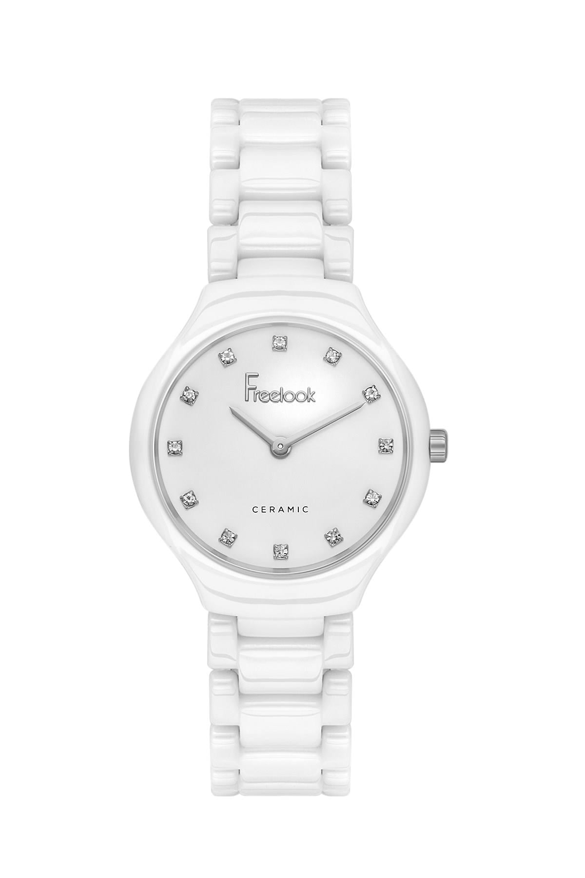 Freelook Seramik Beyaz Kasa Kordon Kelebek Klips Kadın Kol Saati FL.4.10018-1