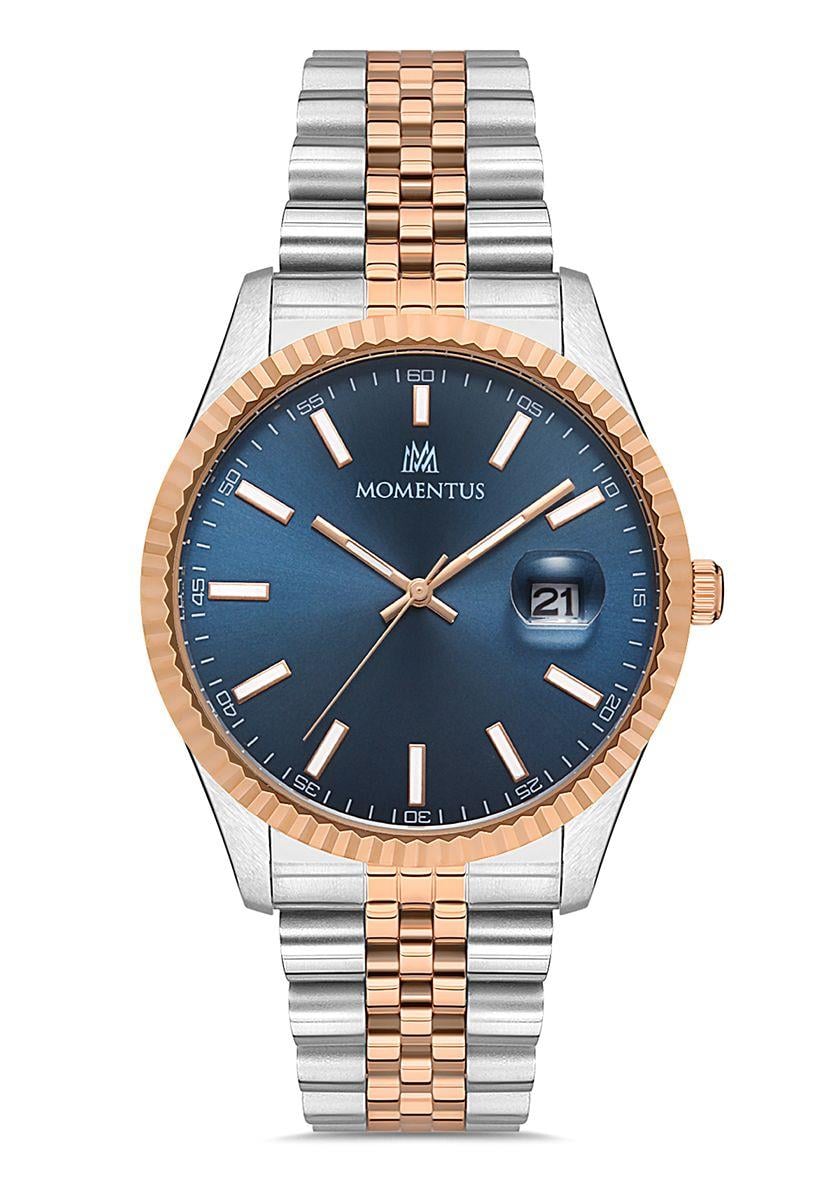 Momentus Klasik Metal Çift Renk CM131T-11SR Erkek Kol Saati