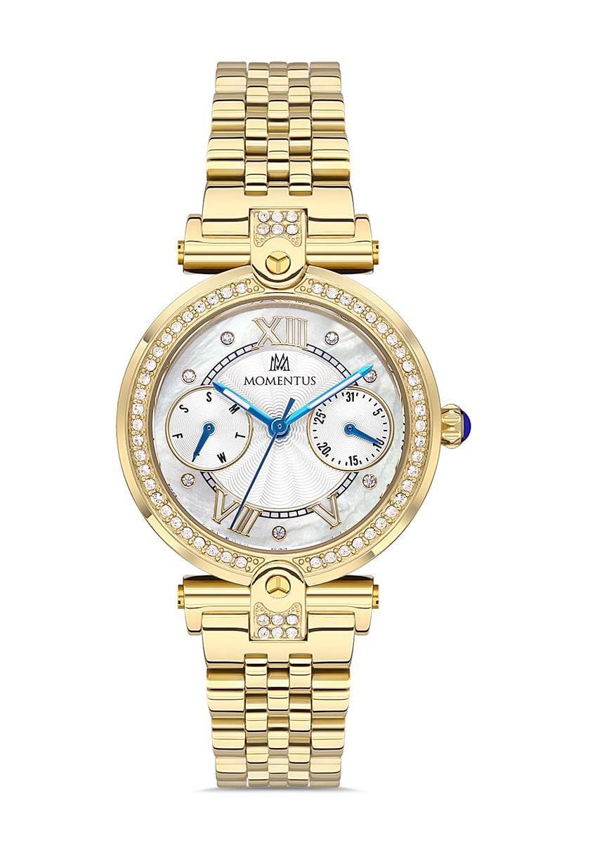 Momentus Spor Altın Gold Taşlı Kasa SS246G-02SG Kadın Kol Saati