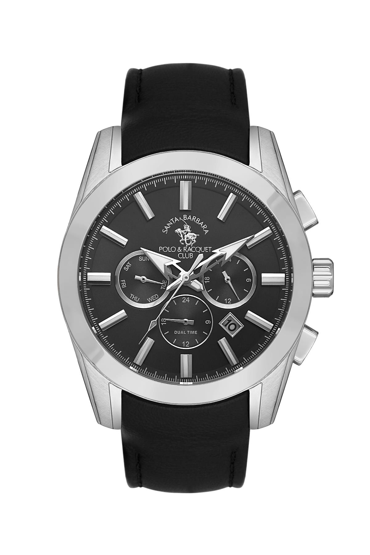 Santa Barbara Polo Siyah Renk Deri Kordon SB.1.10444.1Erkek Kol Saati