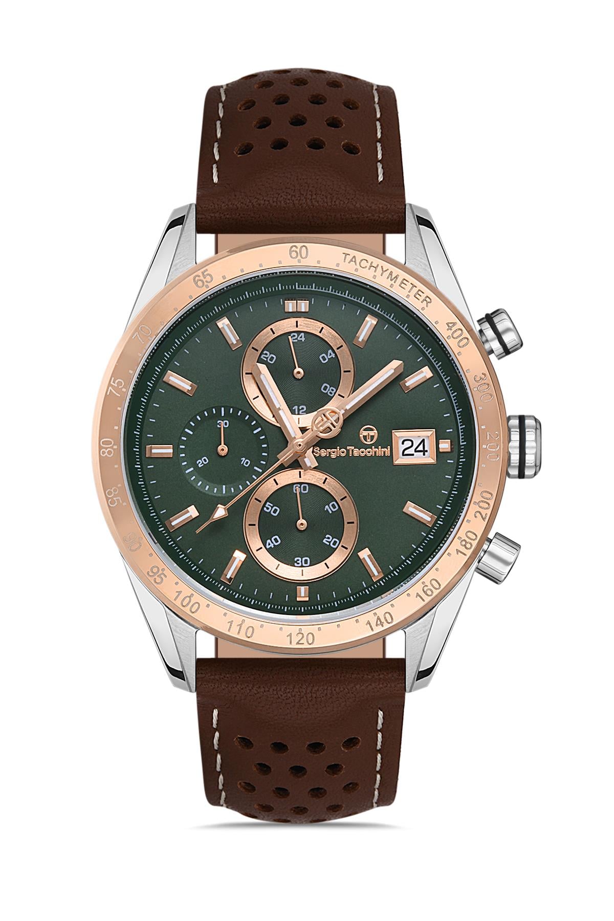 Sergio Tacchini Kahverengi Deri Kordon ST.1.10306.5 Erkek Kol Saati