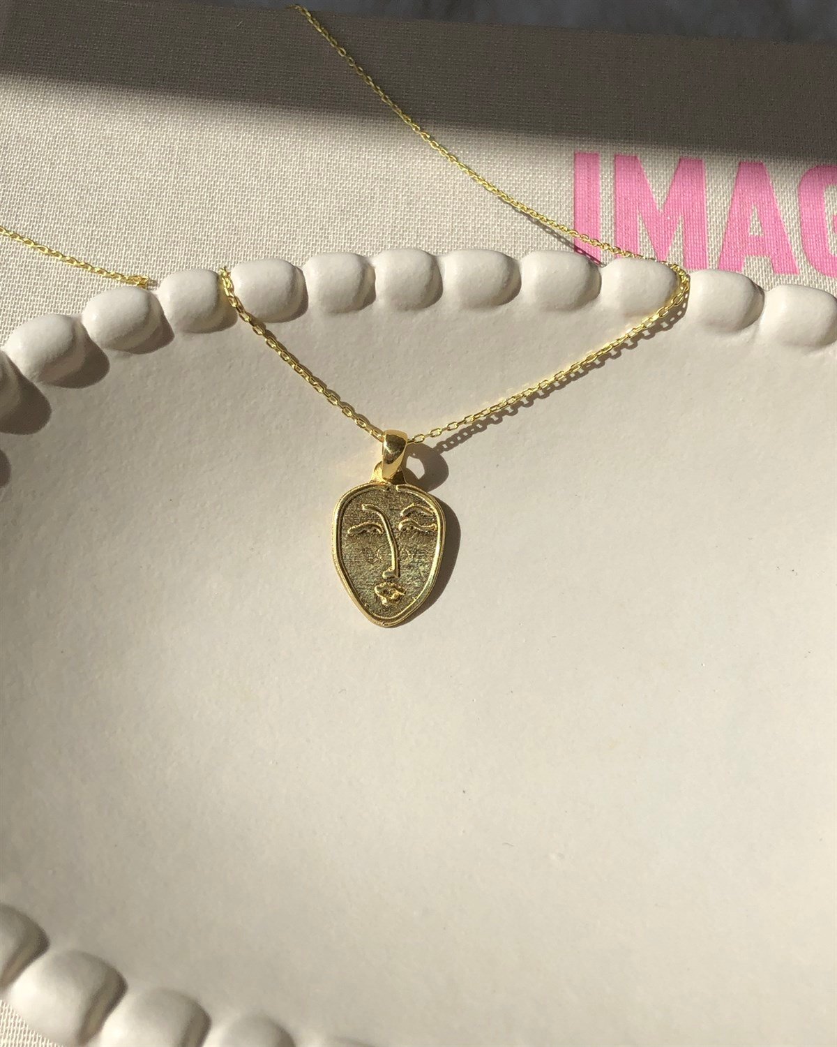 925 Gümüş Face Madalyon Kolye