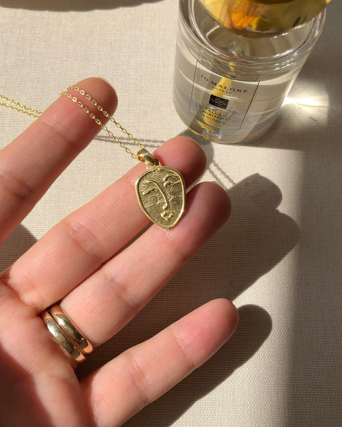 925 Gümüş Face Madalyon Kolye