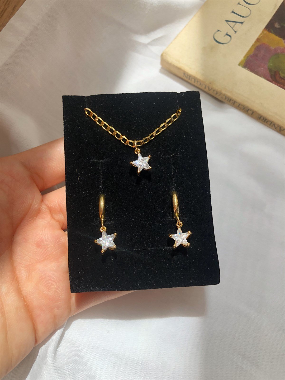 Zirkon Taşlı Yıldız Kolye & Küpe Seti