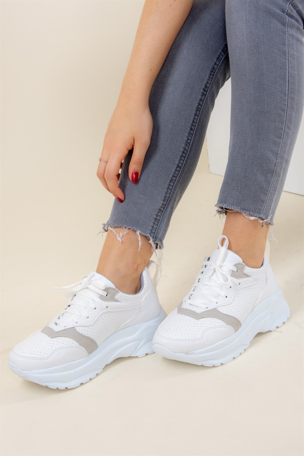 Beyaz/Gri Kadın Sneakers F288052809