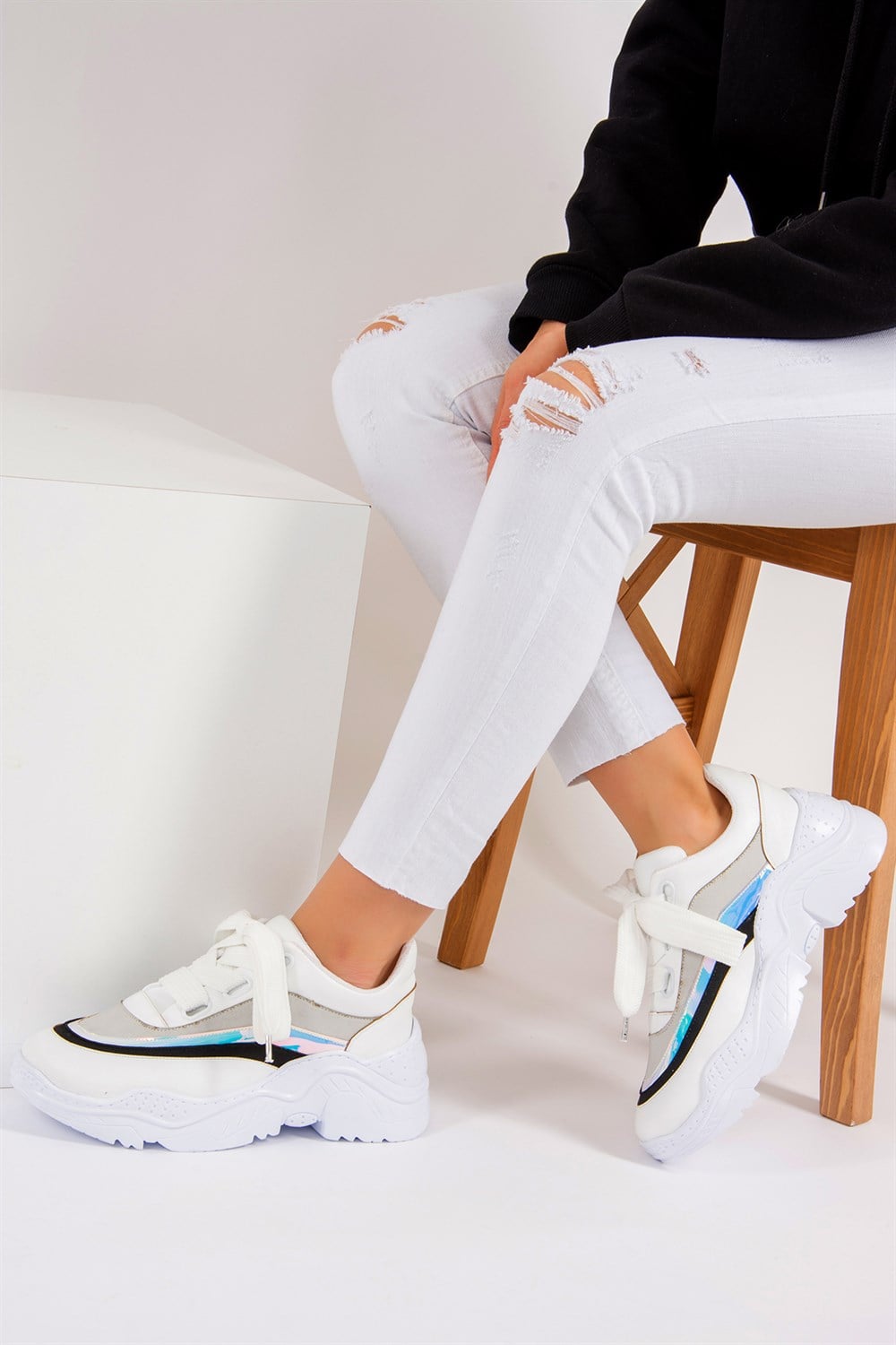 Beyaz/Gri/Siyah Kadın Sneakers F583004009