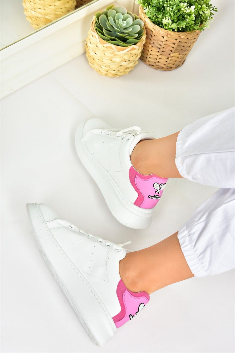 Beyaz/Pembe Günlük Kadın Sneakers M610275509