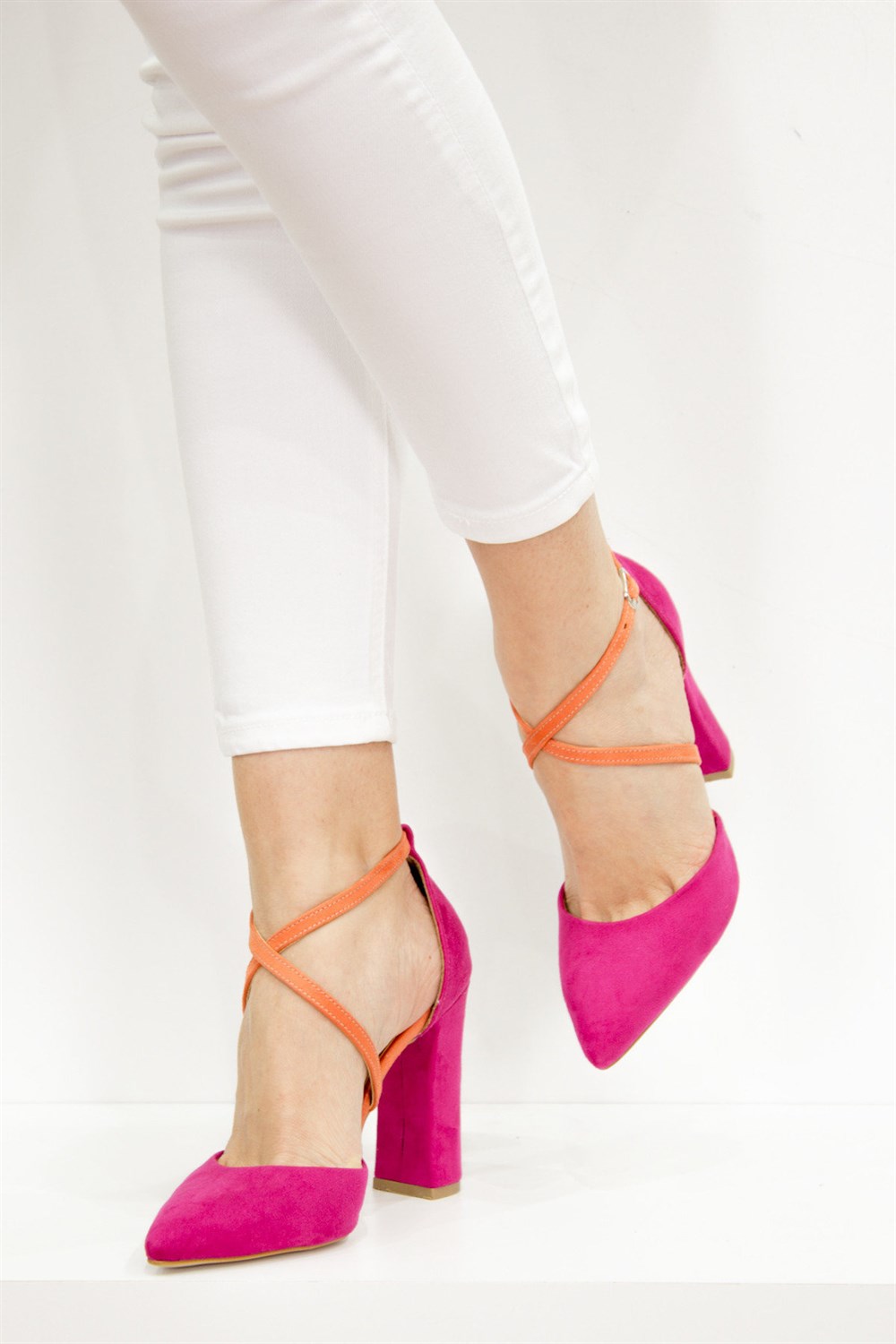 Fox Shoes Fuşya/Turuncu Kadın Topuklu Ayakkabı D654054702