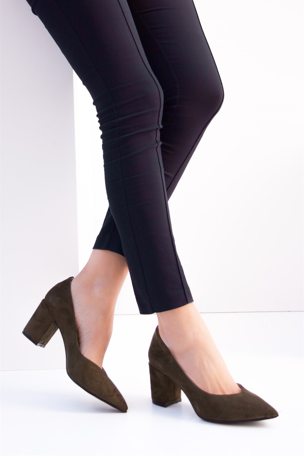 Fox Shoes Haki Kadın Topuklu Ayakkabı C922733302