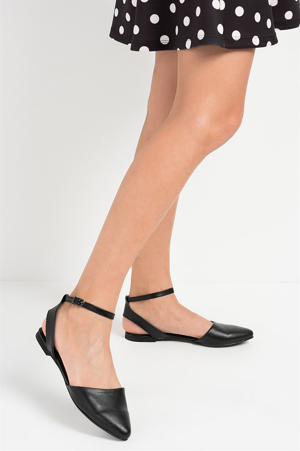 Fox Shoes Siyah Kadın Babet D726226209