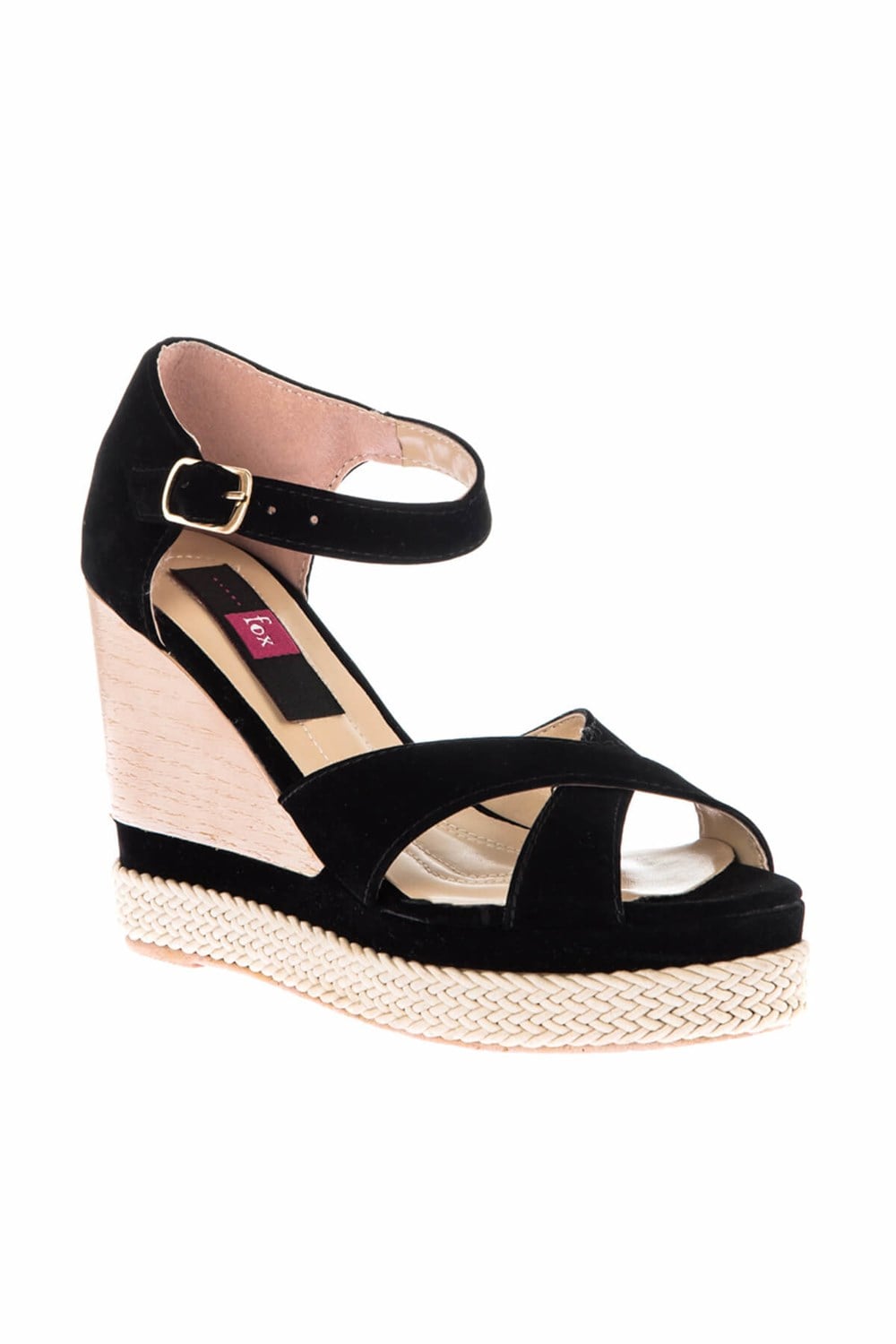 Fox Shoes Siyah Kadın Dolgu Topuklu Ayakkabı D588150402
