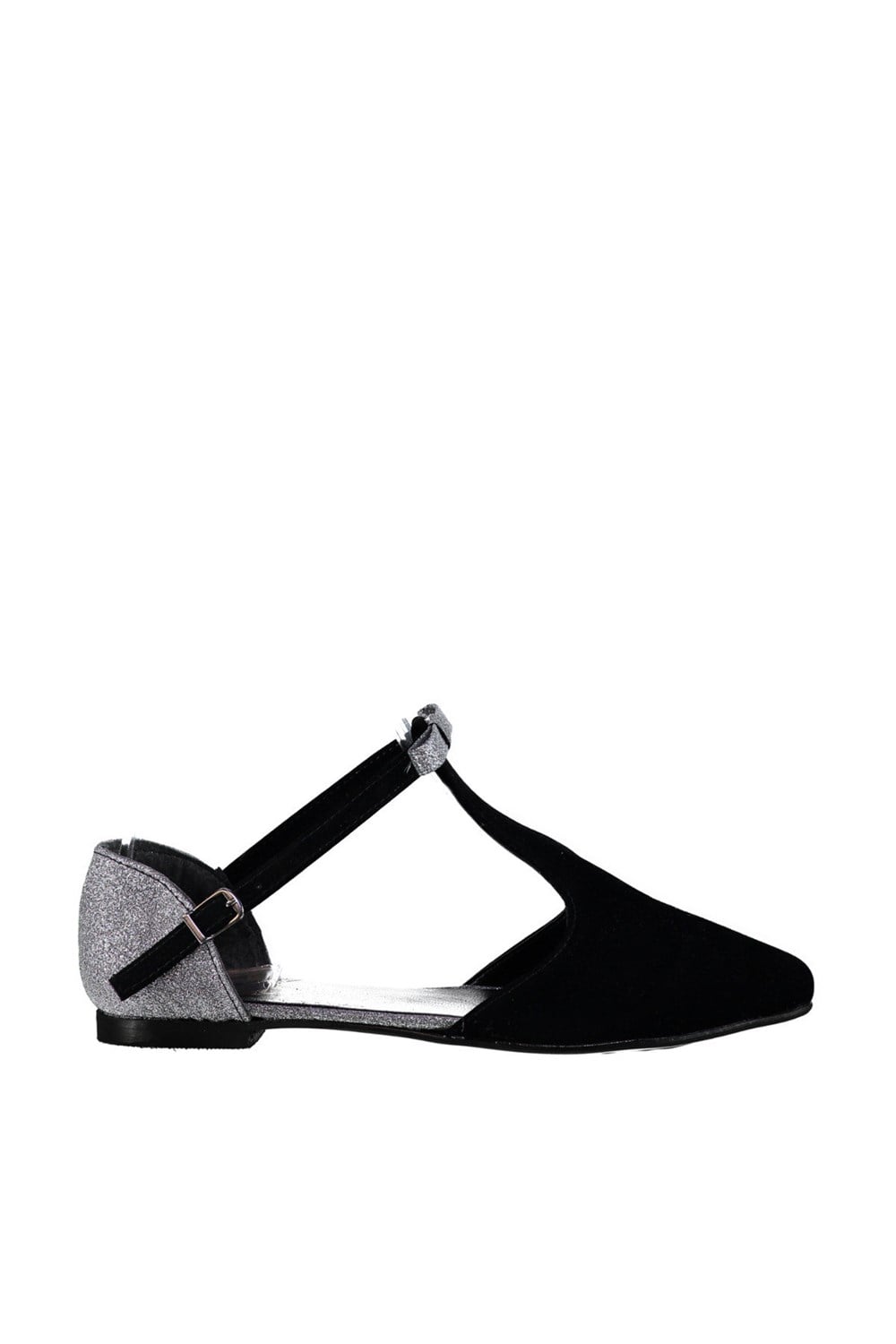 Fox Shoes Siyah/Platin Kadın Babet D726461702