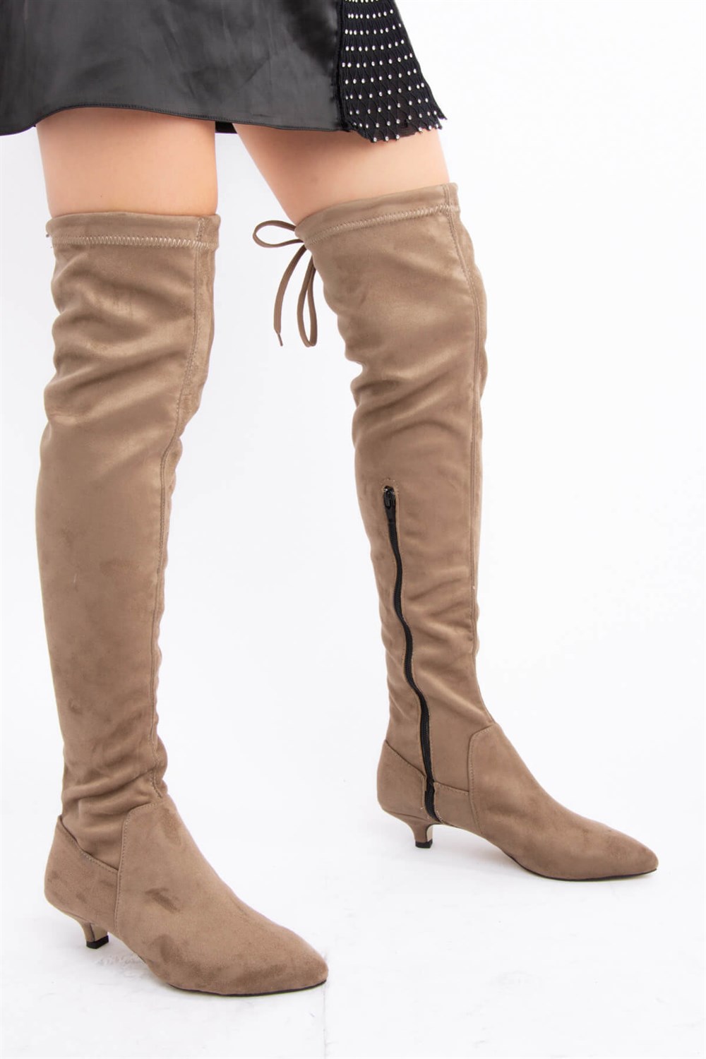 Fox Shoes Vizon Süet Kadın Çizme E860001402