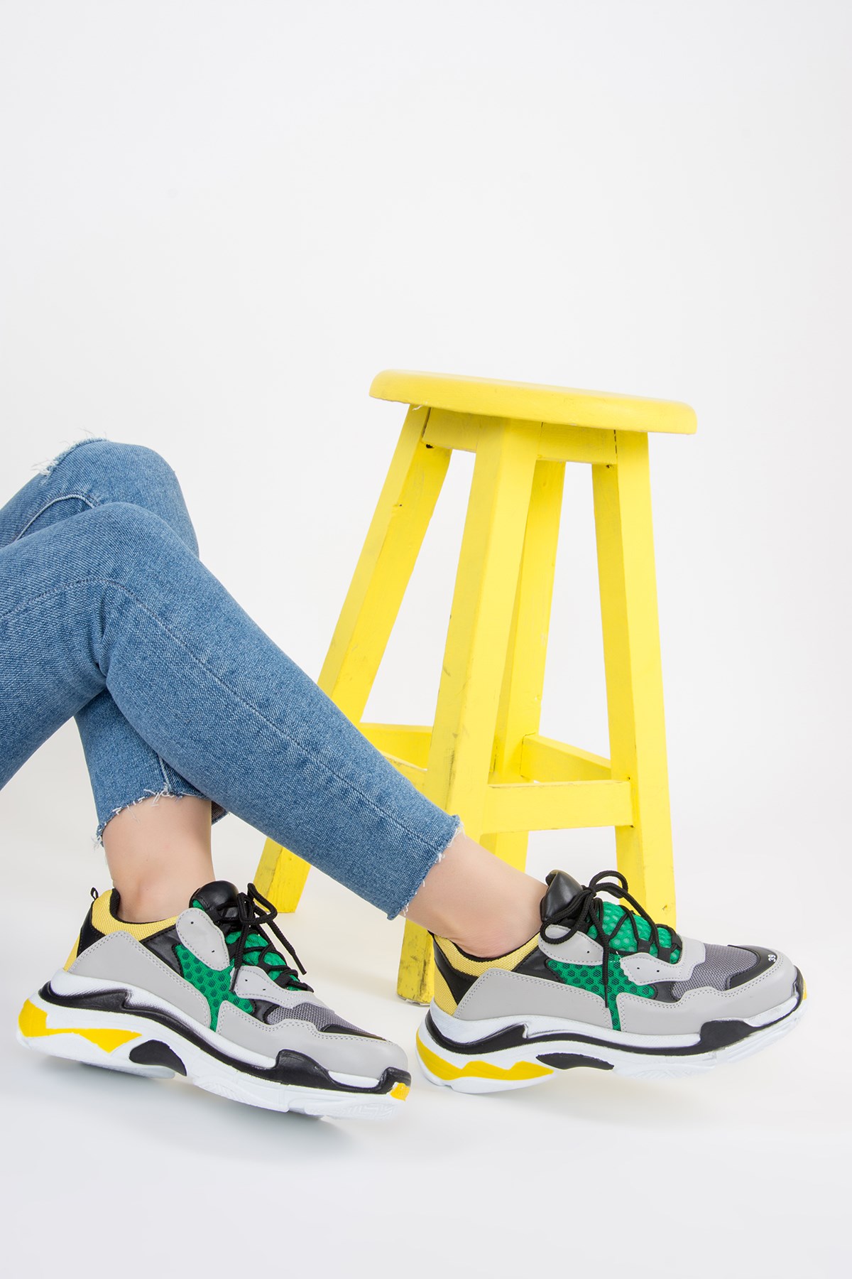 Gri/Yeşil Kadın Sneakers F288903309