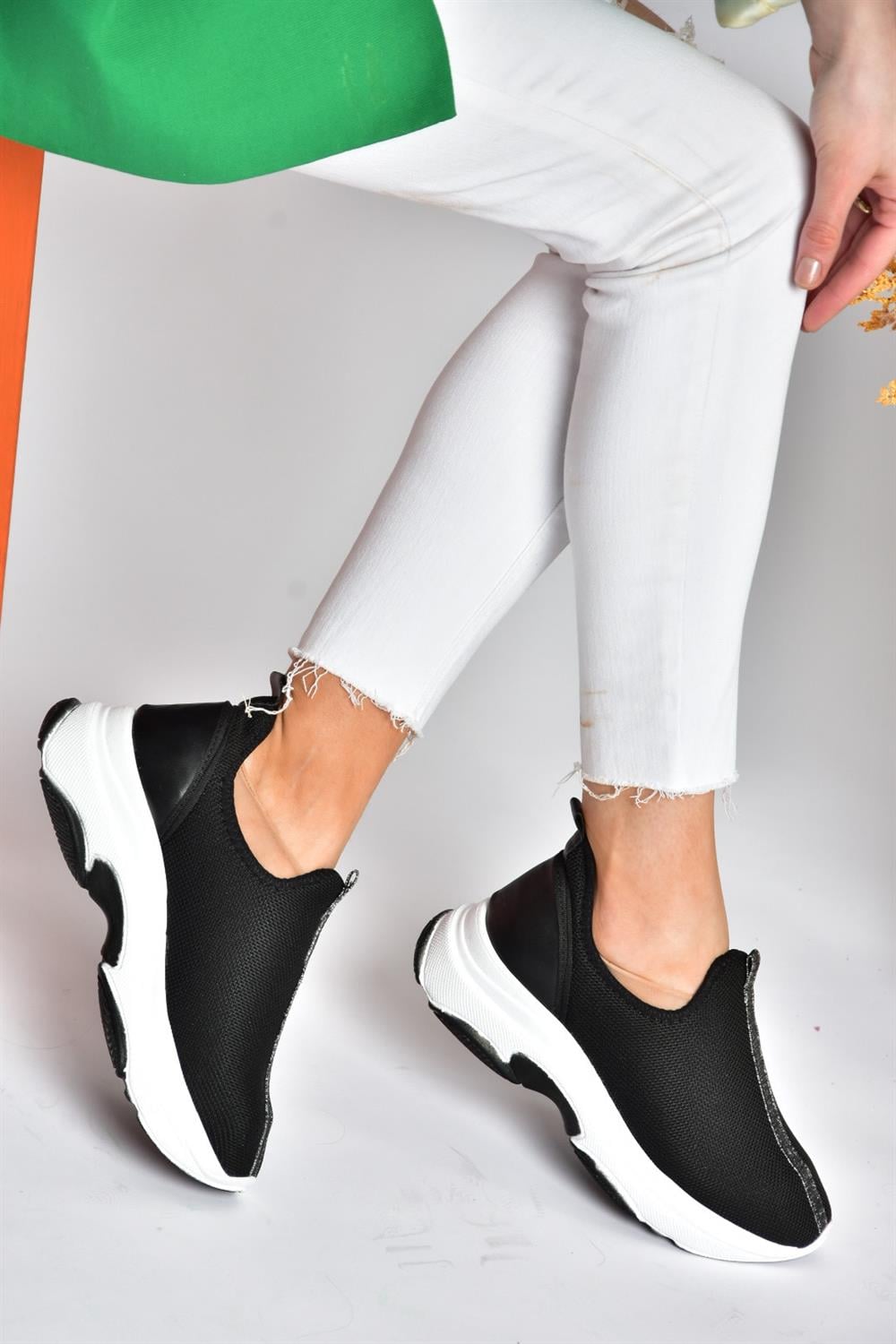 P239506004 Siyah Kumaş Kadın Spor Ayakkabı Sneakers