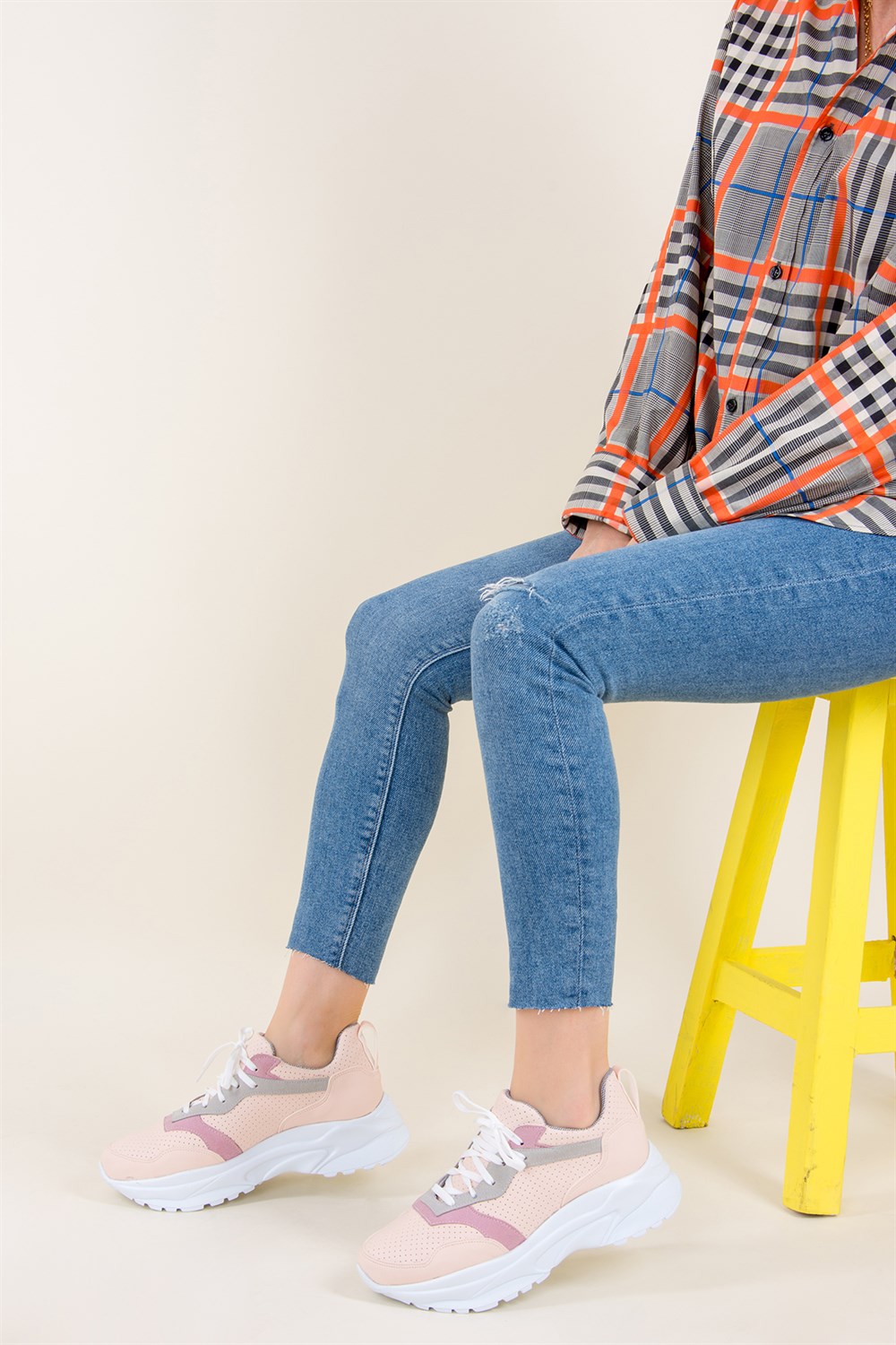 Pudra/Pembe/Gri Kadın Sneakers F288052809