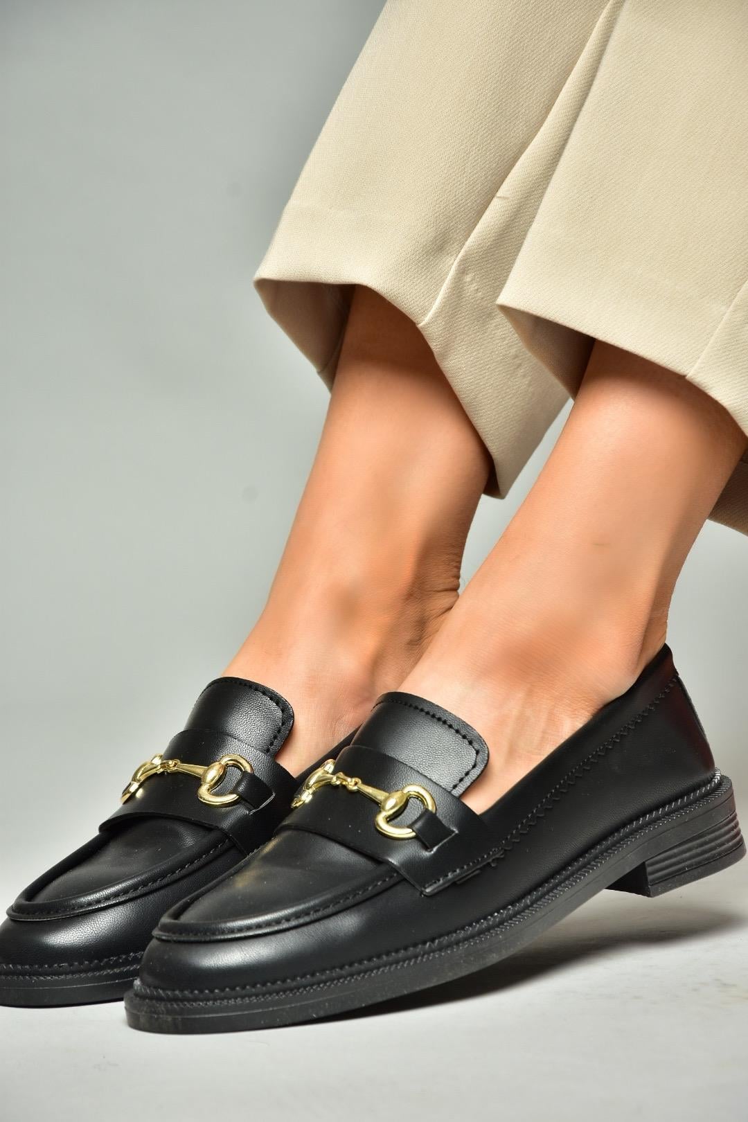 S652912009 Siyah Loafer Makosen Kadın Ayakkabı