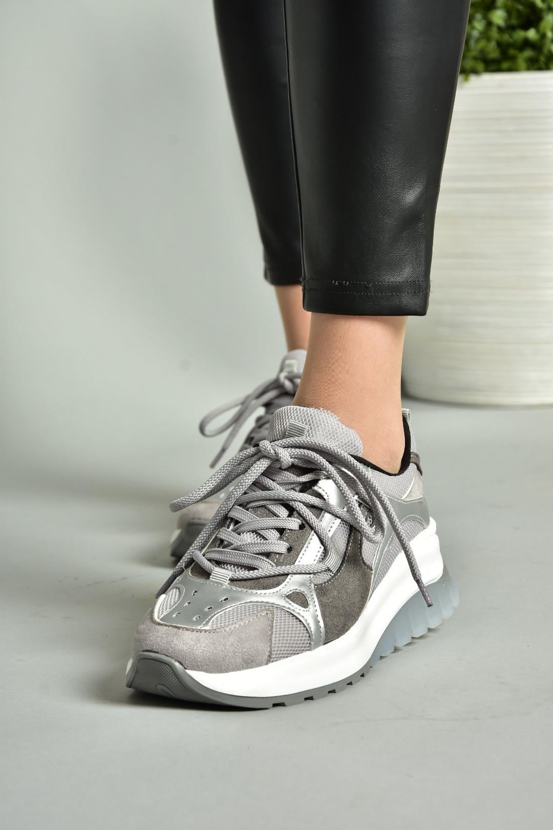 S973413104 Gri Kumaş Spor Ayakkabı Sneakers 