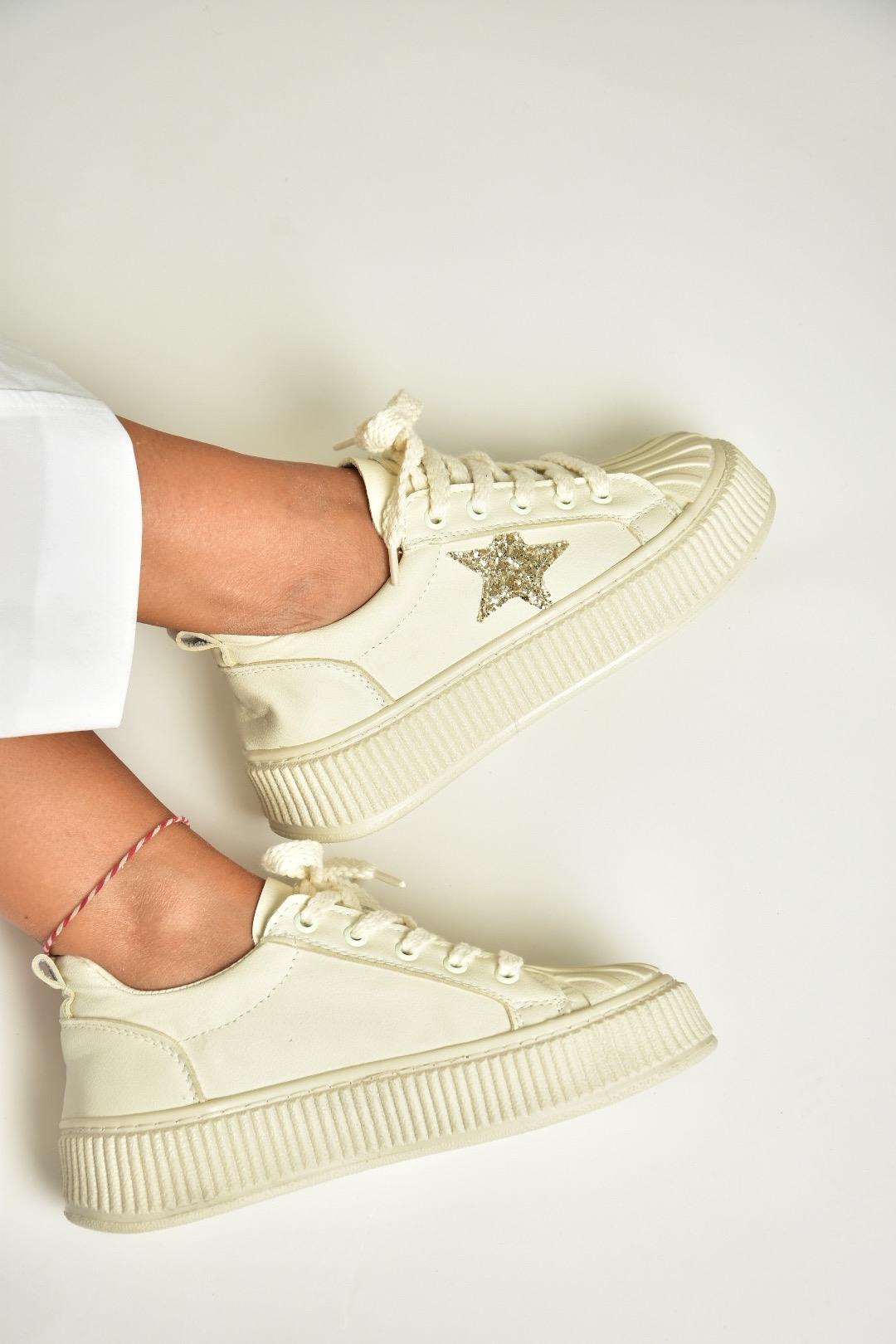 T328681909 Bej Kadın Spor Ayakkabı Sneakers