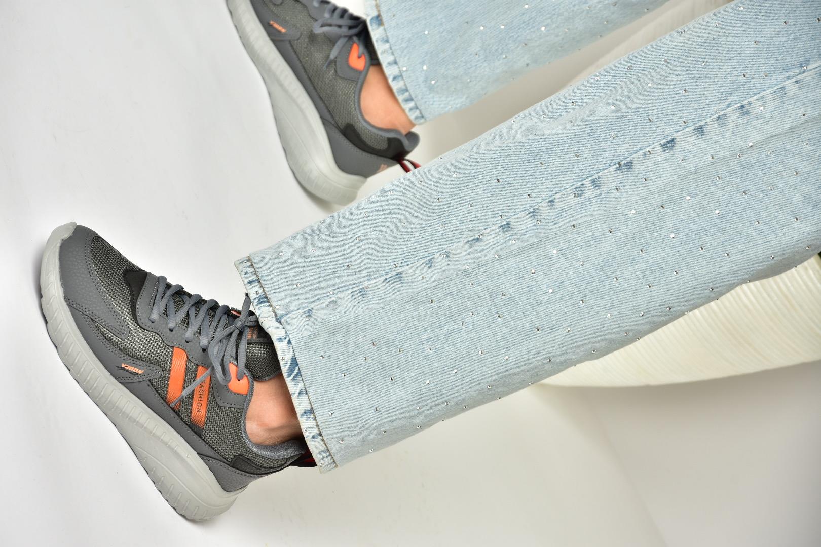 U702001504 Füme/Turuncu Kumaş Spor Ayakkabı Sneakers