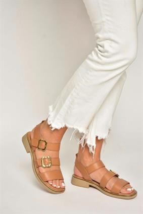 Y291594203 Taba Hakiki Deri Sandalet