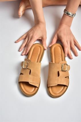 Y944791002 Taba Hakiki Deri Süet Kadın Terlik