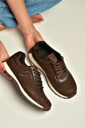 Z973541804 Kahverengi Kumaş Kadın Spor Ayakkabı Sneakers