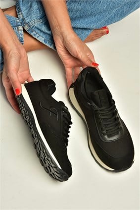 Z973541804 Siyah Kumaş Kadın Spor Ayakkabı Sneakers