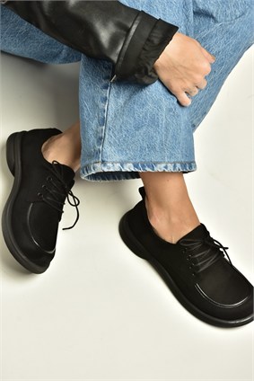 Z996161002 Siyah Süet Bağcıklı Mosen Burunlu Casual Comfort Ayakkabı