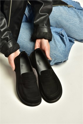 Z996165202 Siyah Süet Mosen Burunlu Casual Comfort Ayakkabı