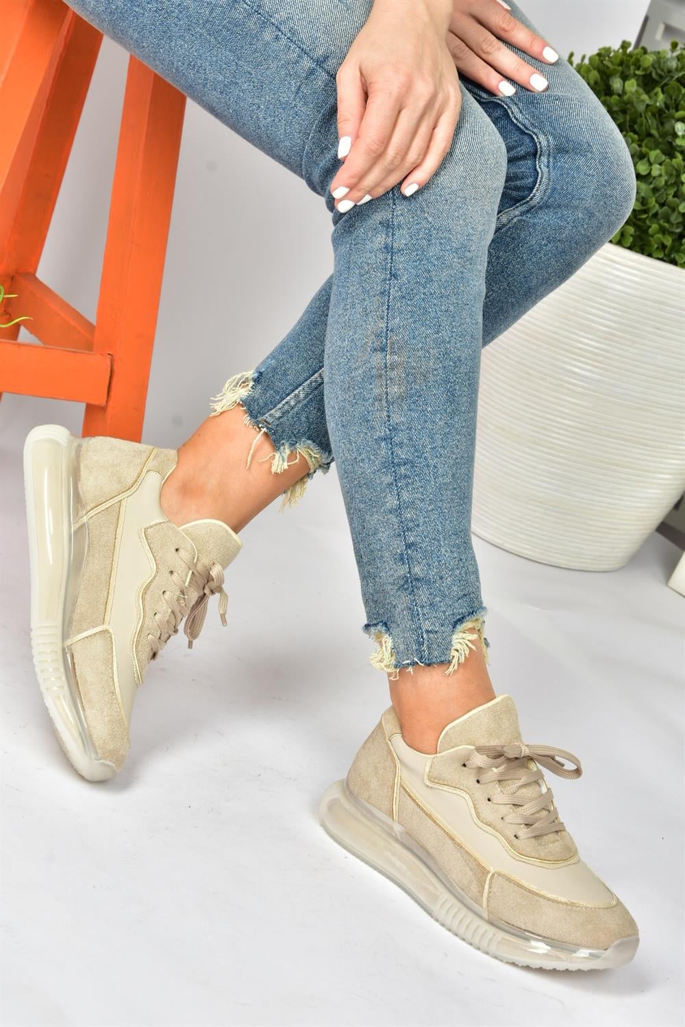 Bej Süet Günlük Spor Ayakkabı Sneakers P973516802