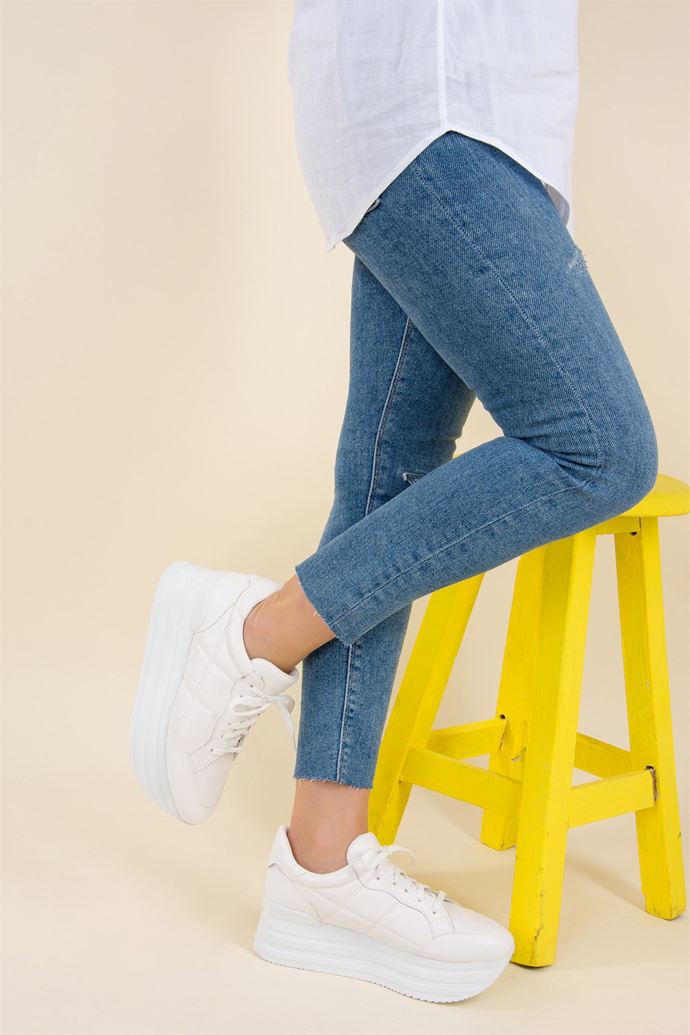 Beyaz/Beyaz Kadın Sneakers D267380509