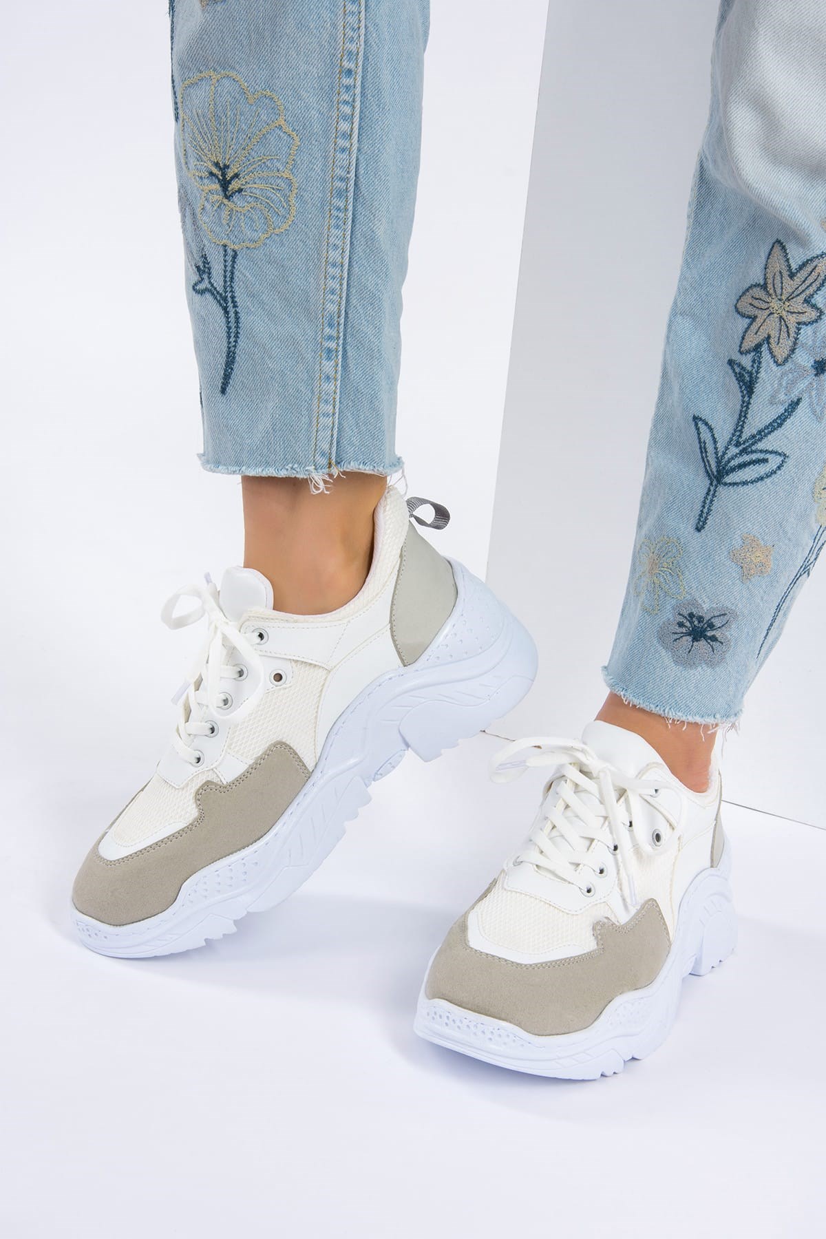Beyaz/Gri Kadın Sneakers F583002809