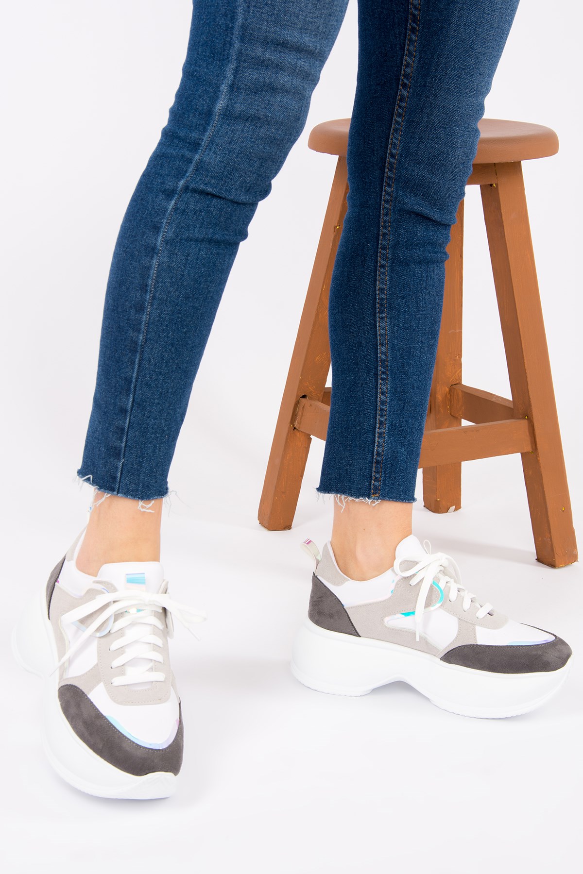 Beyaz/Gri Kadın Sneakers H288259002