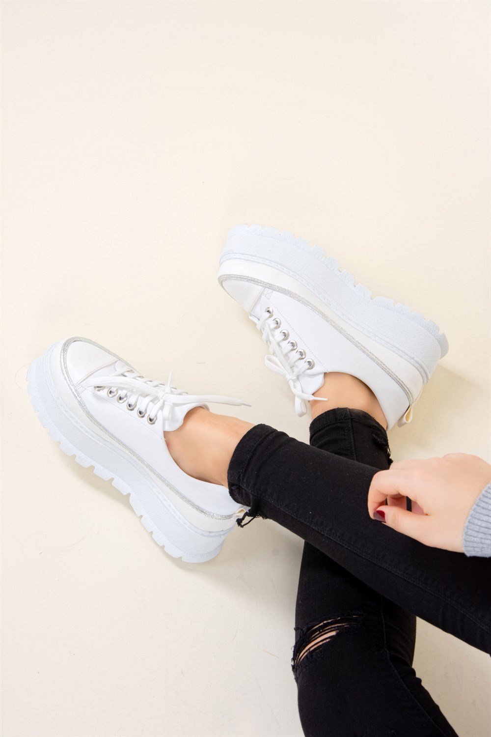 Beyaz/Gümüş Kadın Sneakers F274020109