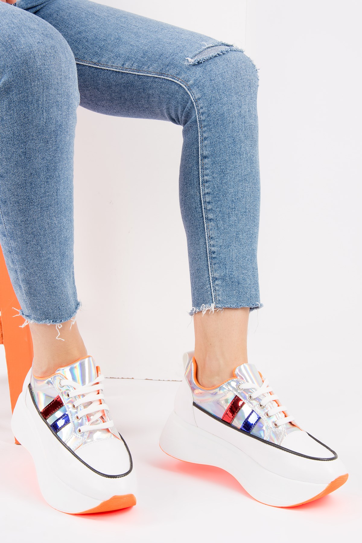 Beyaz/Lame Kadın Sneakers H267053009