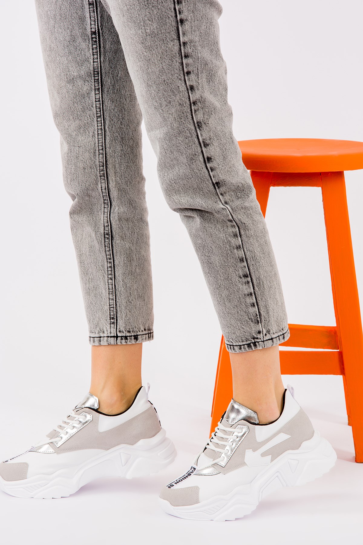 Beyaz/Lame Kadın Sneakers H328828002