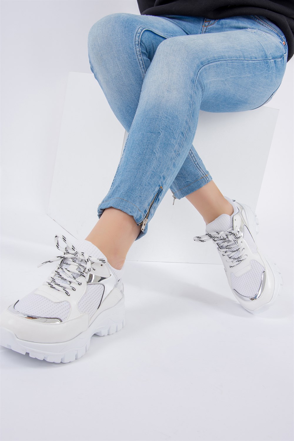 Beyaz/Platin Kadın Sneakers F674520209