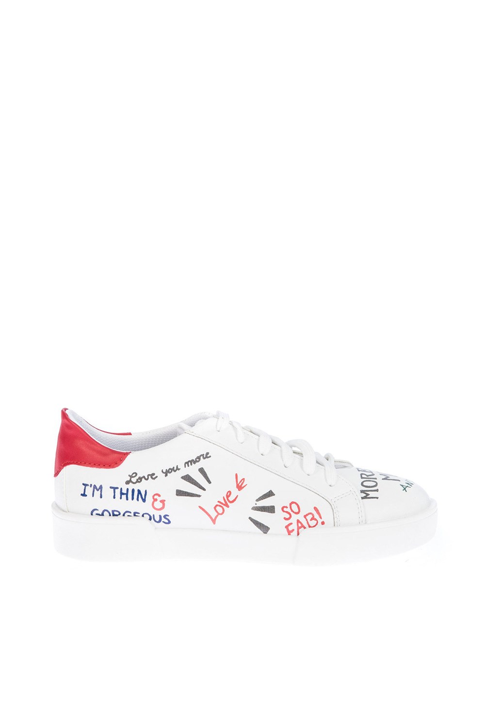 Beyaz/Kırmızı Kadın Sneakers D267095009