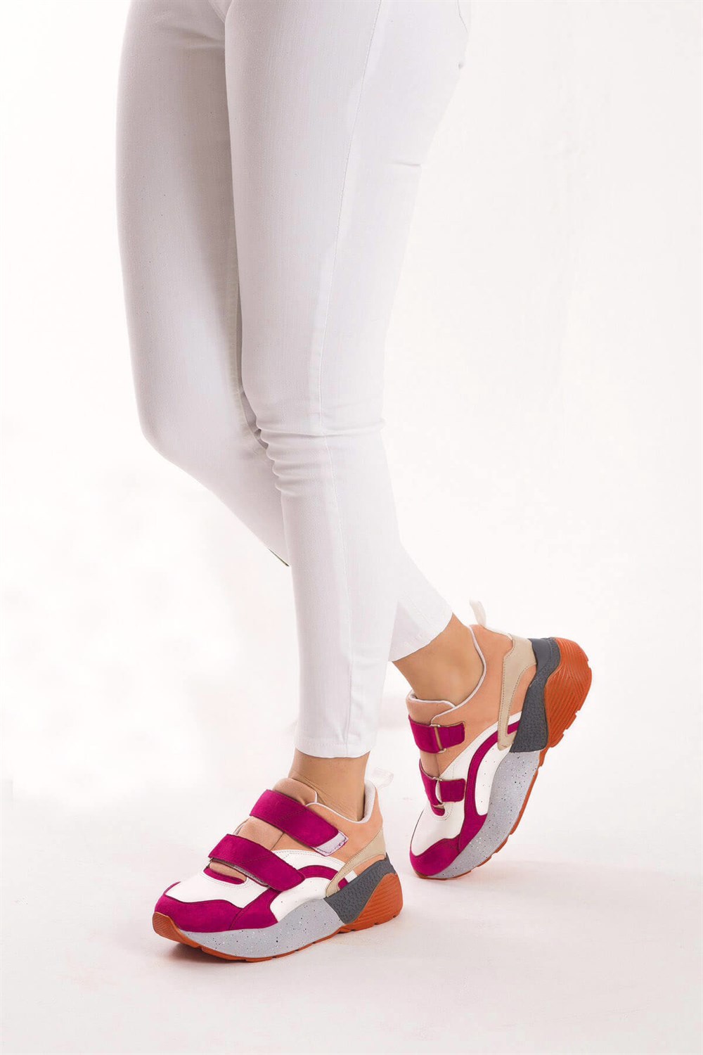Fox Shoes Fuşya/Beyaz/Pudra Kadın Sneakers D592416002