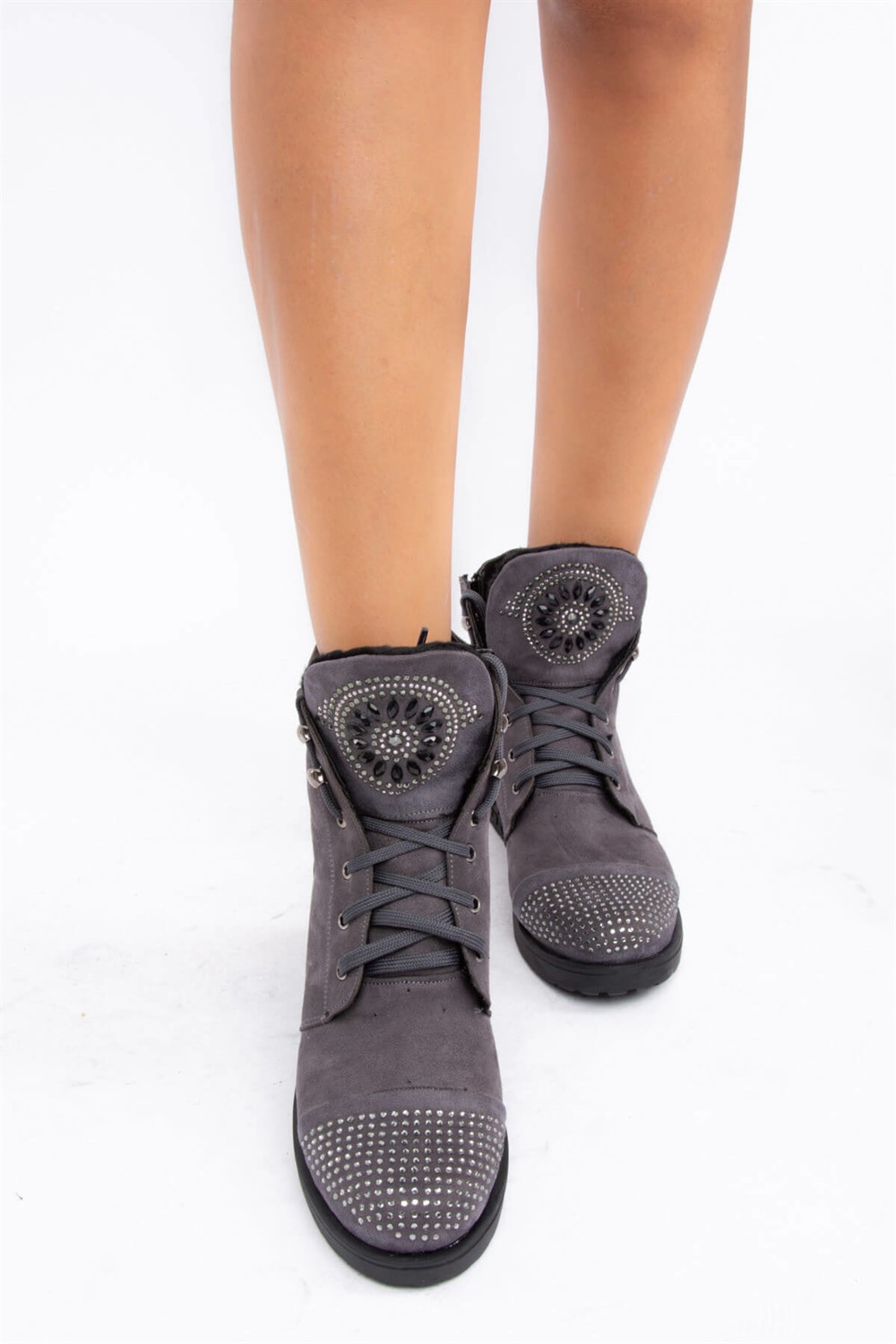 Fox Shoes Gri Süet Kadın Bot E713053502