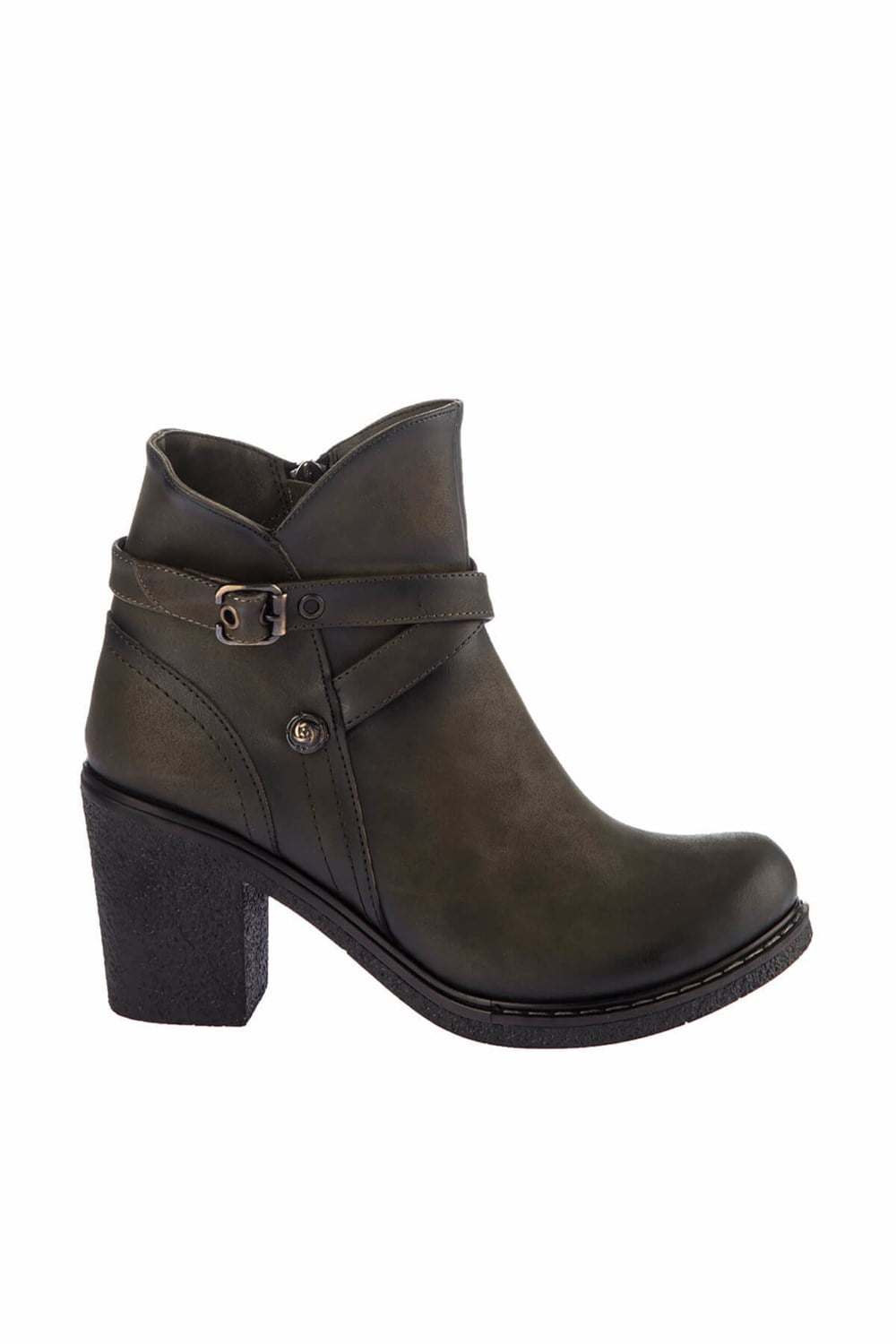 Fox Shoes Haki Suni Deri Kadın Bot A674150709