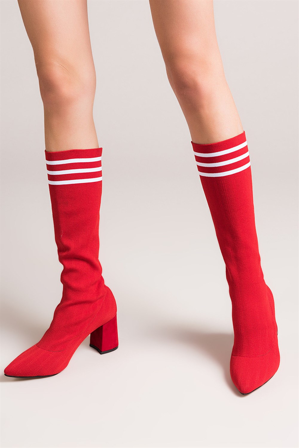 Fox Shoes Kırmızı/Beyaz Kadın Çizme C372539004