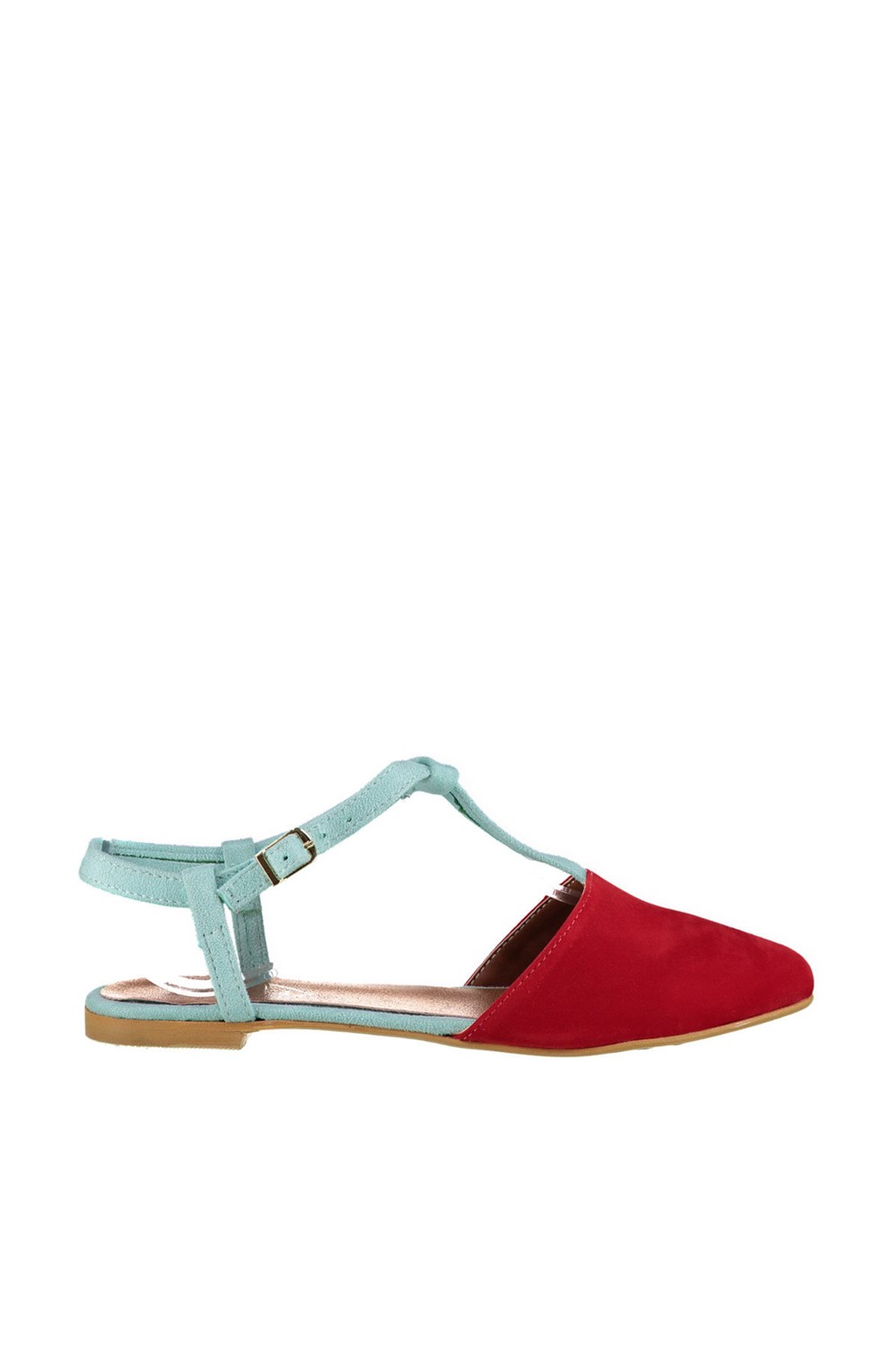 Fox Shoes Kırmızı/Su Yeşili Kadın Babet D726046702