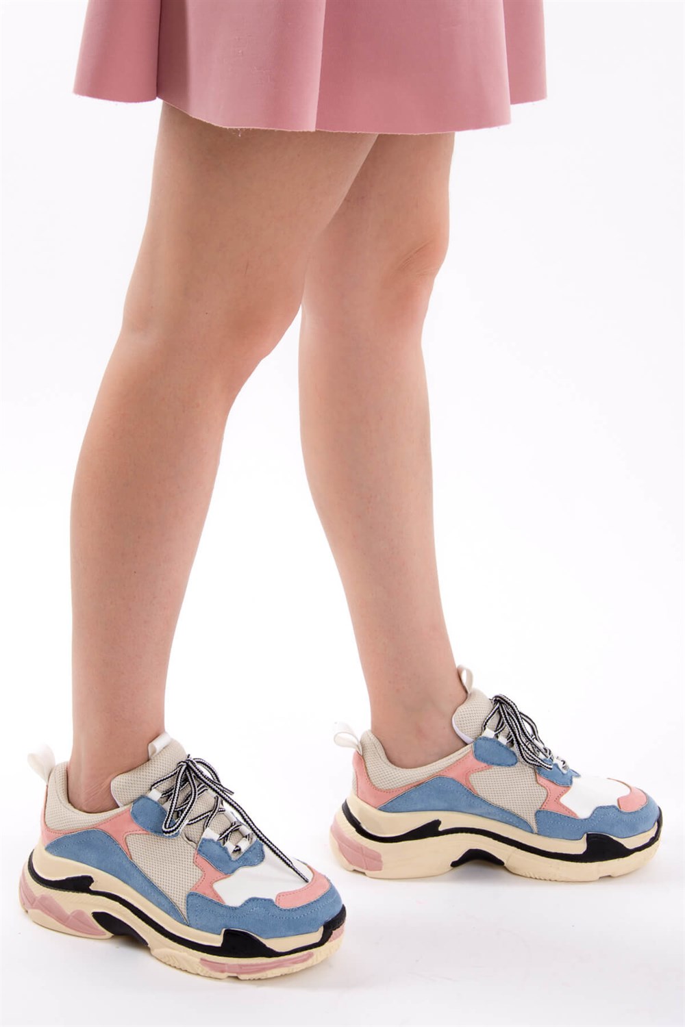 Fox Shoes Mavi/Pudra/Beyaz Kadın Sneakers D592410102